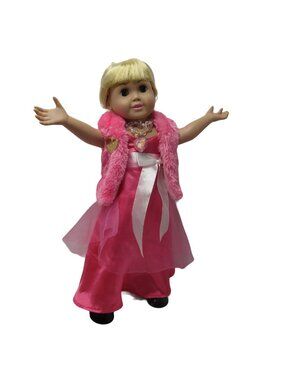 Fibre Craft FCM 1996 Blonde  Jointed 18" Doll With Pink Gown